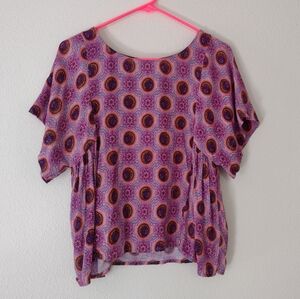 Maeve Anthropolgie Wide Sleeve Flowy Milla Blouse Pink Purple Small